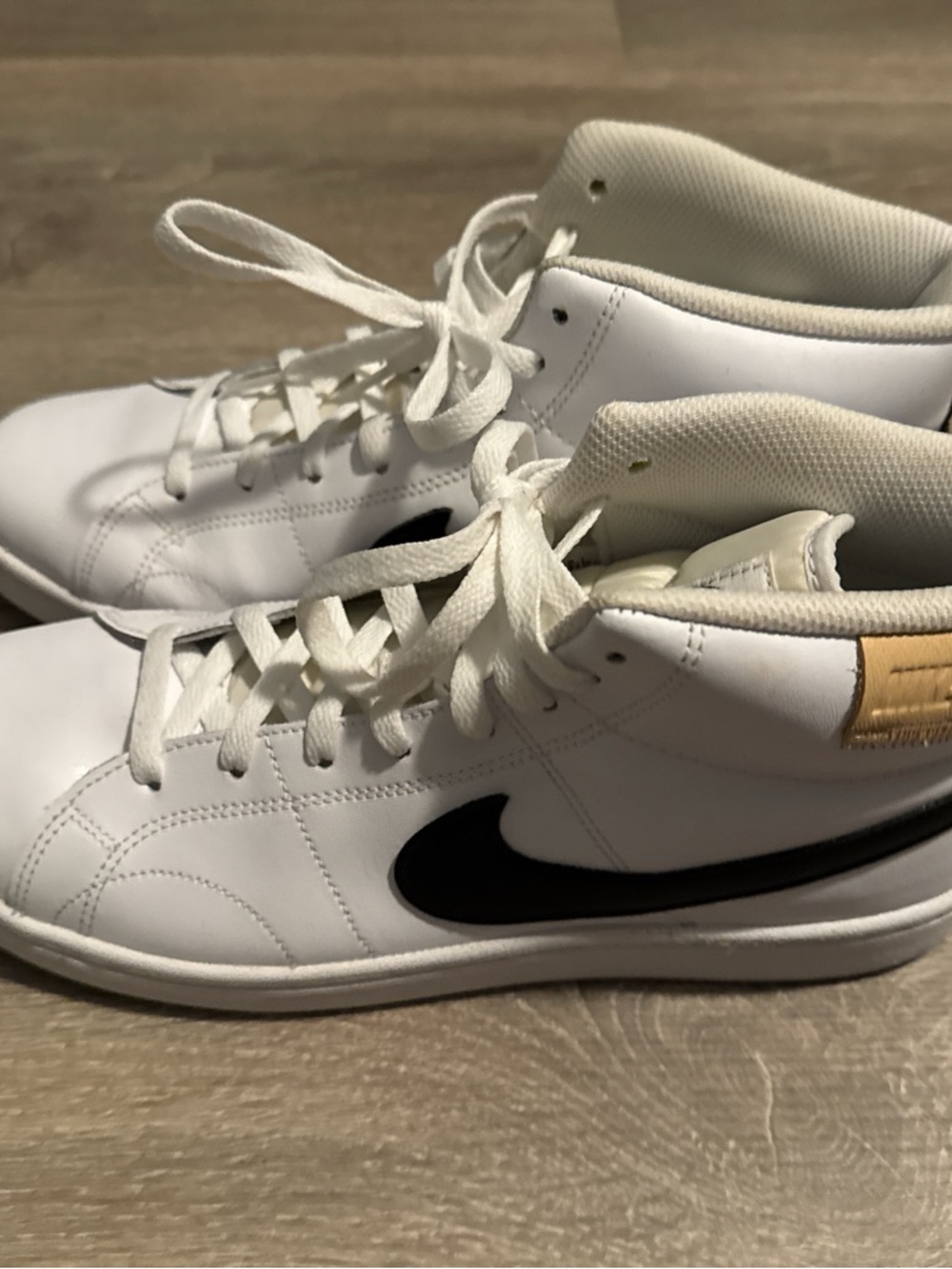 Nike White Black High-Top Sneakers with Tan Accent